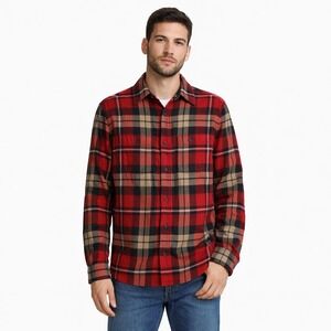 AEO Heritage Classic Fit Flannel Red Plaid Large Men's